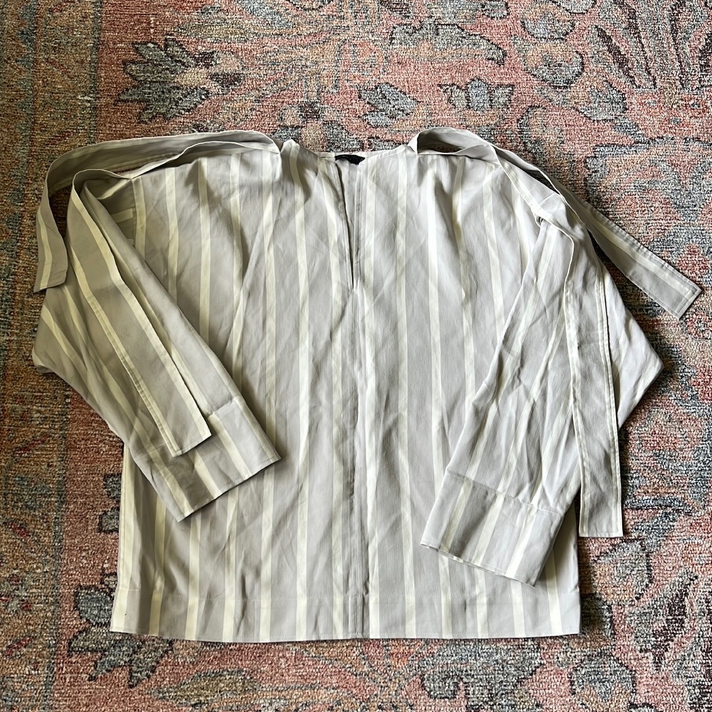 JOSEPH Denver stripe tunic blouse gray/cream cotton silk blend size FR 40/US L